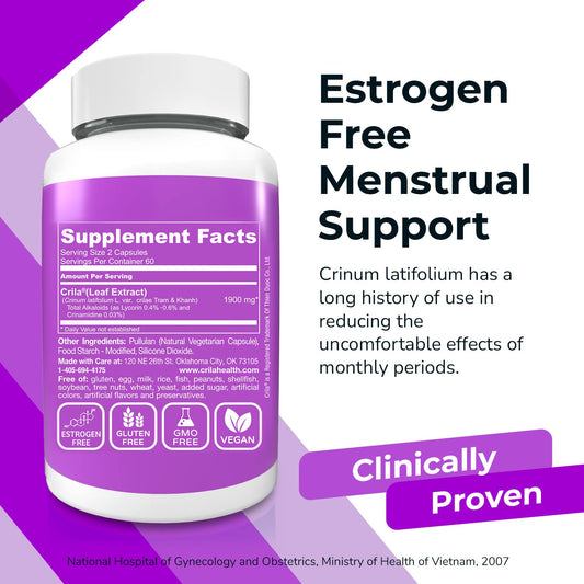 CRILA uterine health capsules close-up highlighting cycle support