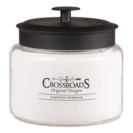Crossroads Earthly Essence 4-wick candle offers clean-burning ambiance with vanilla jasmine strawberry notes.