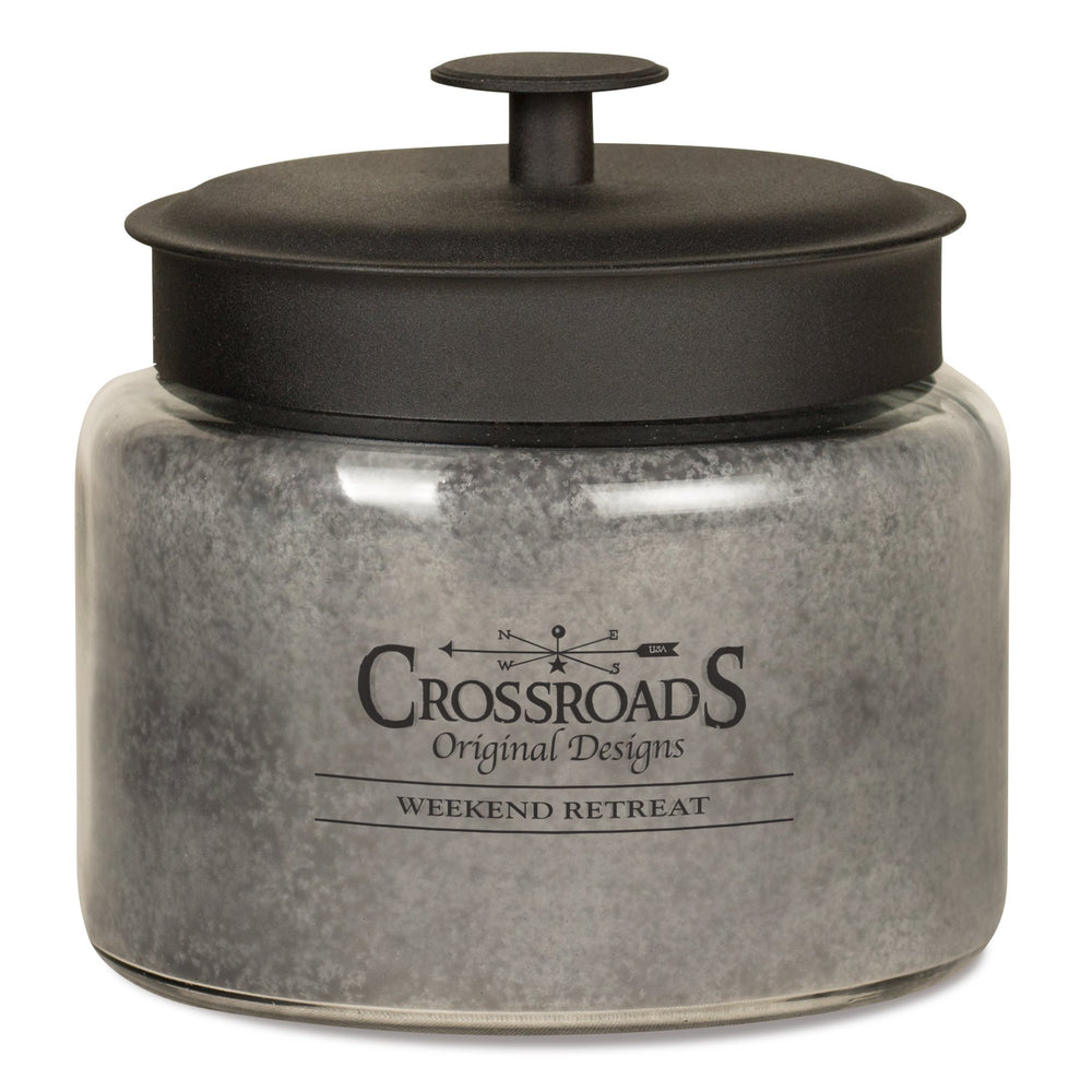 Crossroads Weekend Retreat candle with four lead-free wicks delivering clean-burning scent of exotic spices and cedar