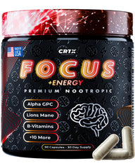 CRTX Nutrition Focus bottle front for sharper study and work focus