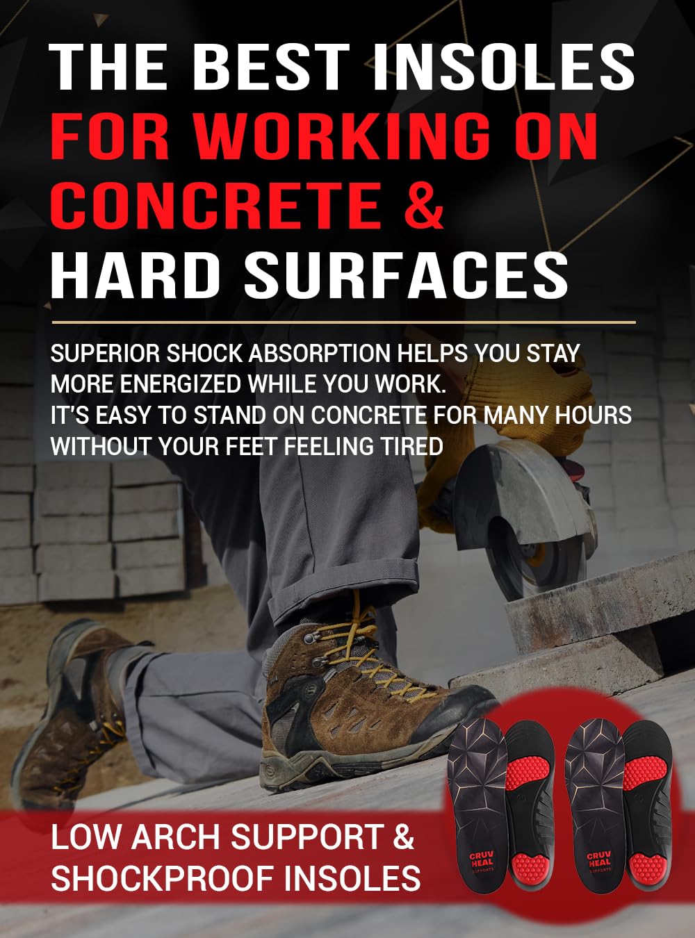 CRUVHEAL insole velvet top promotes airflow and reduces odor.
