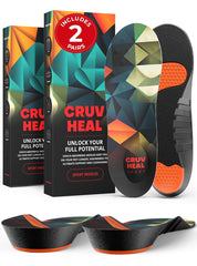 CRUVHEAL sport insoles front view showing enhanced padding for athletic comfort