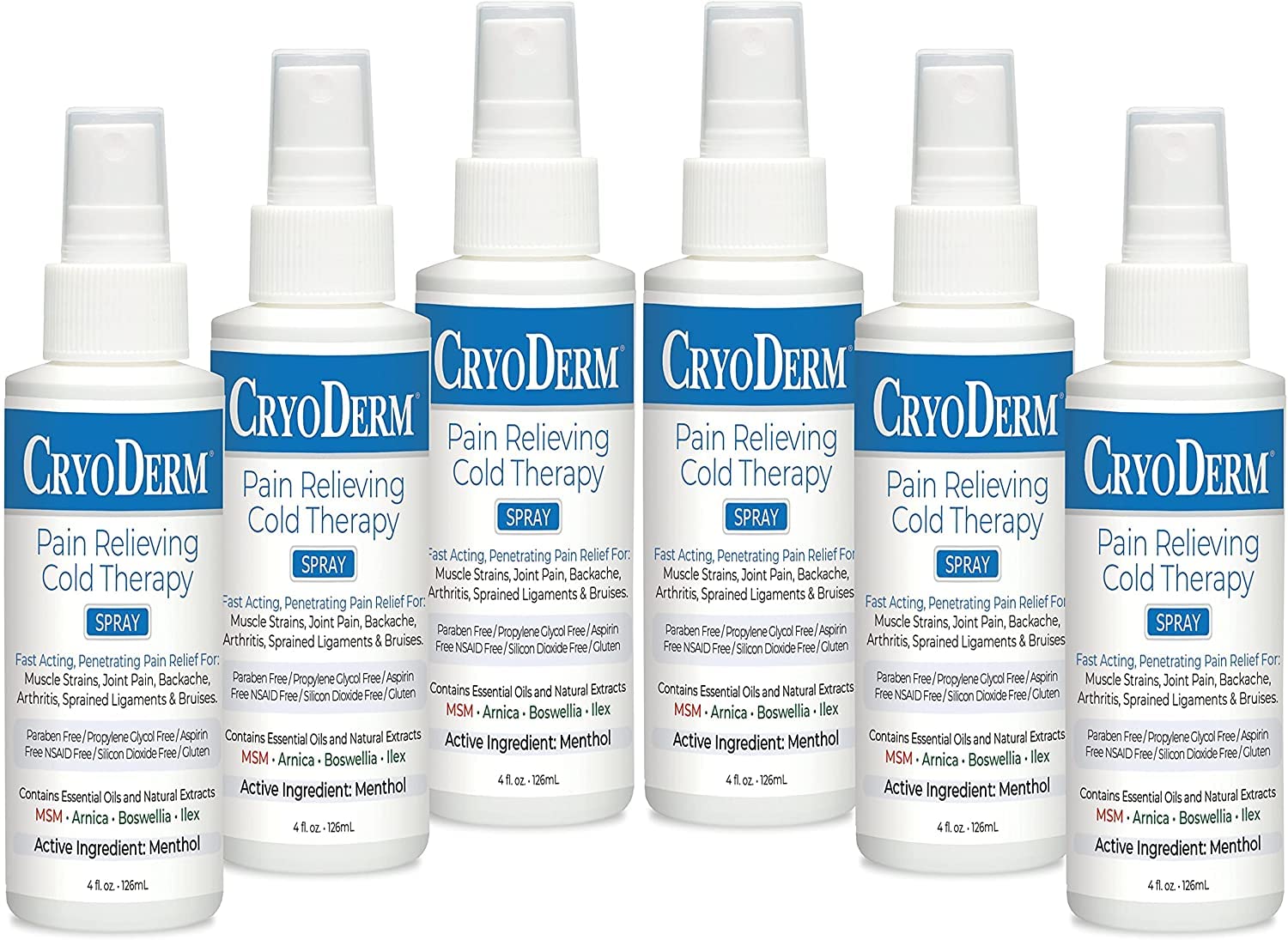 CryoDerm spray bottle front label for easy recognition and use