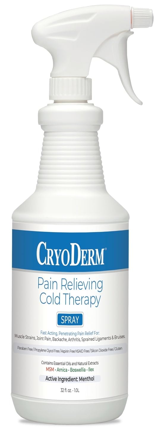 CryoDerm cold pain relief spray bottle delivers fast, targeted relief for muscles and joints.