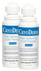 CryoDerm Cold Therapy roll-on 3 oz bottle front view shows compact relief on the go