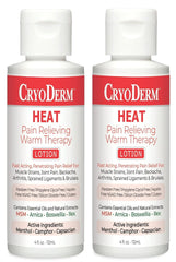 CryoDerm Heat Lotion 4 oz bottle pack provides warm, soothing relief for daily use.