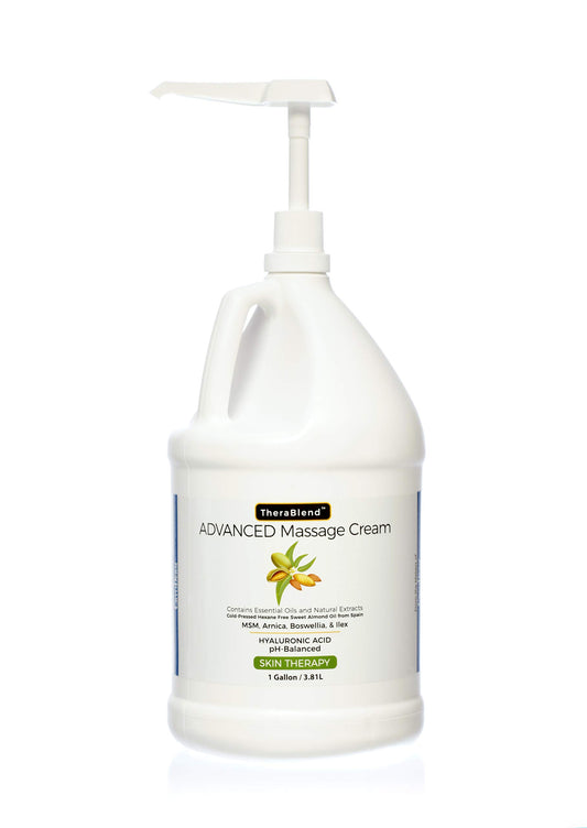 CryoDerm TheraBlend Advanced Cream Gallon bottle showing deep hydration and gentle pH balance.