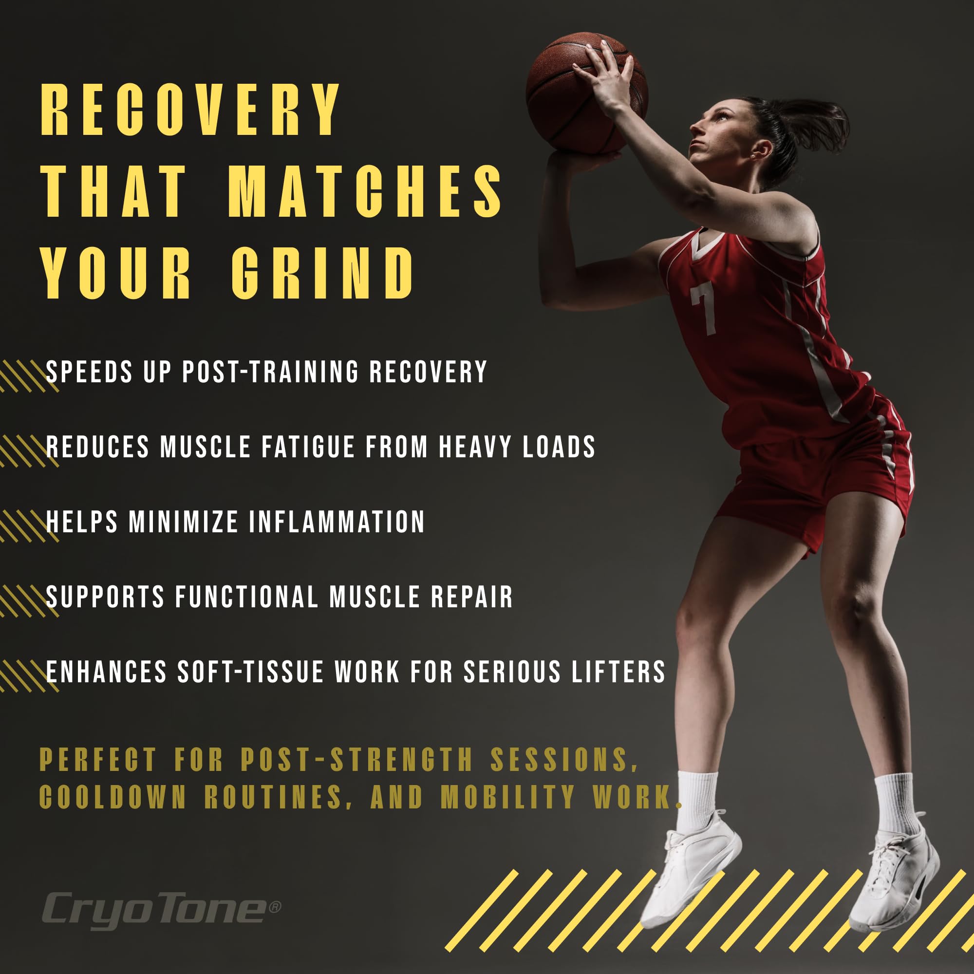 CryoTone Relieve gel applies and absorbs quickly after intense workouts