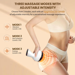 CRYSNATM massager placed on abdomen for gentle shaping and relief.