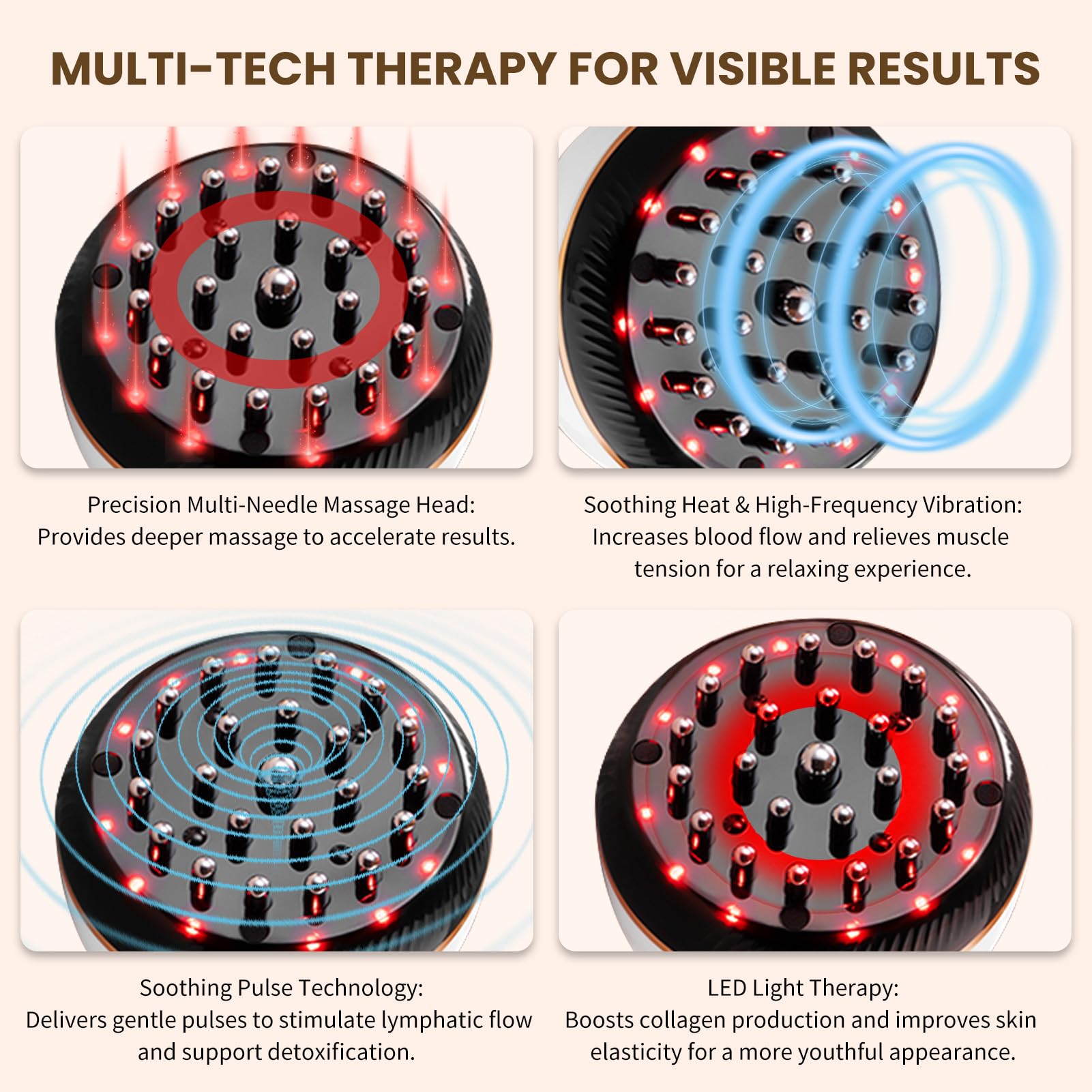 CRYSNATM device used on back for deep tissue massage.