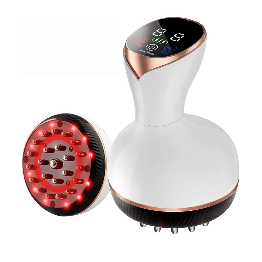 CRYSNATM lymphatic drainage massager on leg for swelling relief and smoother contours.