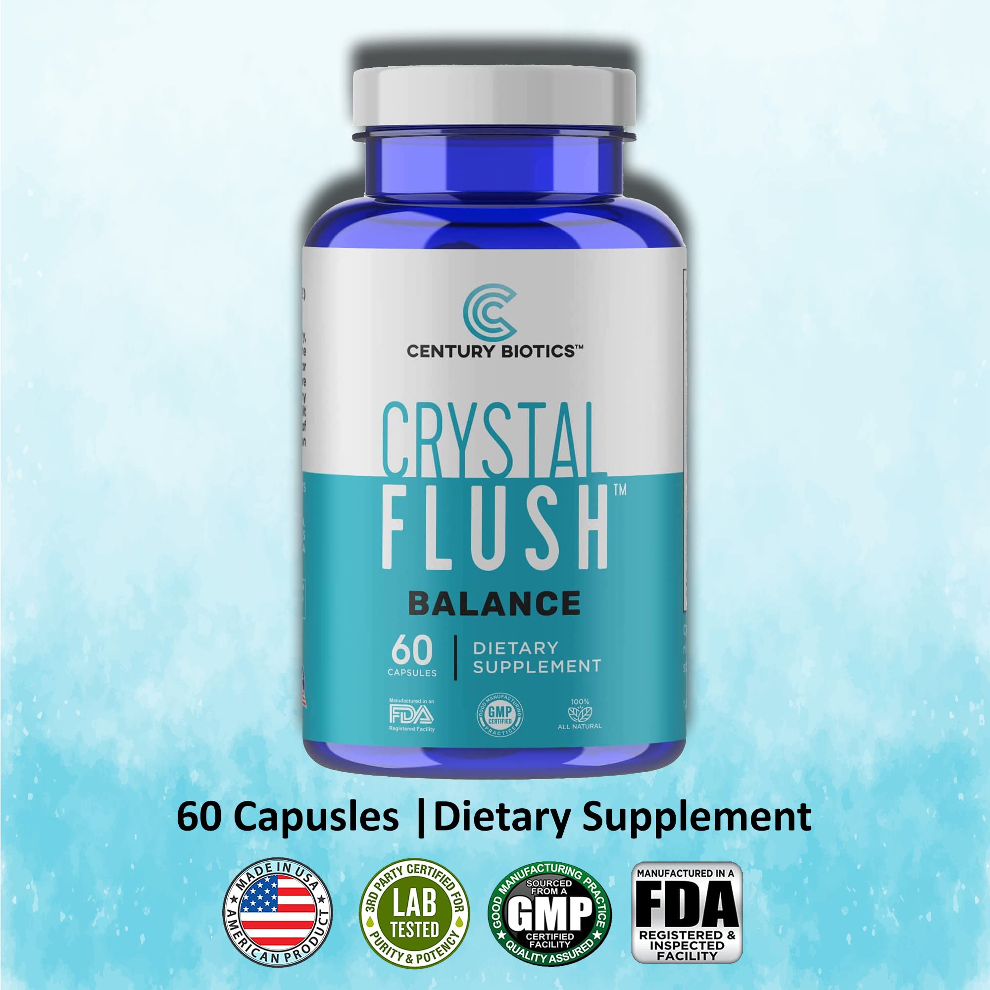 CRYSTAL FLUSH Balance Feet doctor-recommended packaging badge.