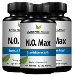 GMP-certified production note for Crystal Peaks N.O. Max label panel.