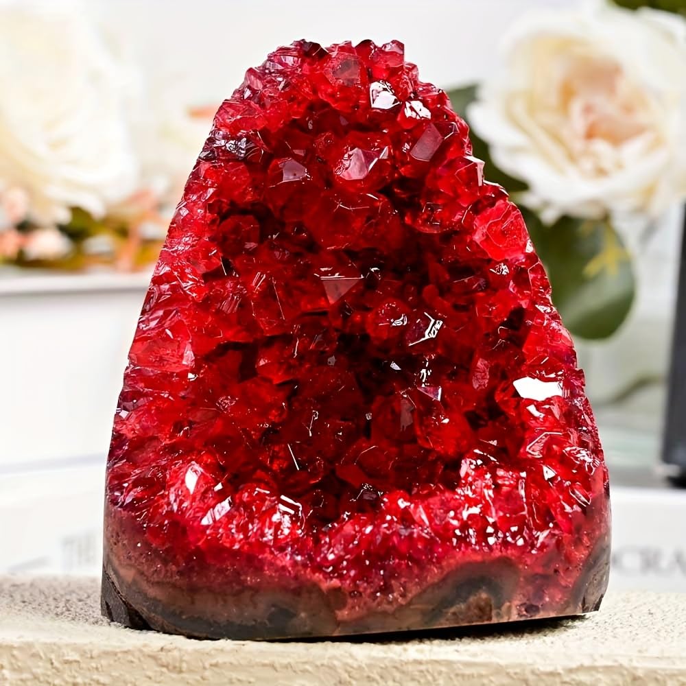CrystalHola Claret geode desk display piece ideal for shelves
