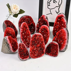 CrystalHola Claret raw geode as conversation piece sparks curiosity and conversation
