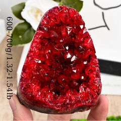 CrystalHola Claret raw geode interior close-up highlights natural patterns for a collector's piece