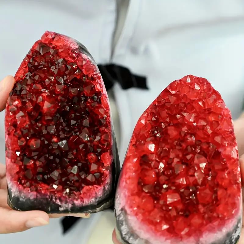 CrystalHola Claret raw geode in meditation space offers a tranquil focal point