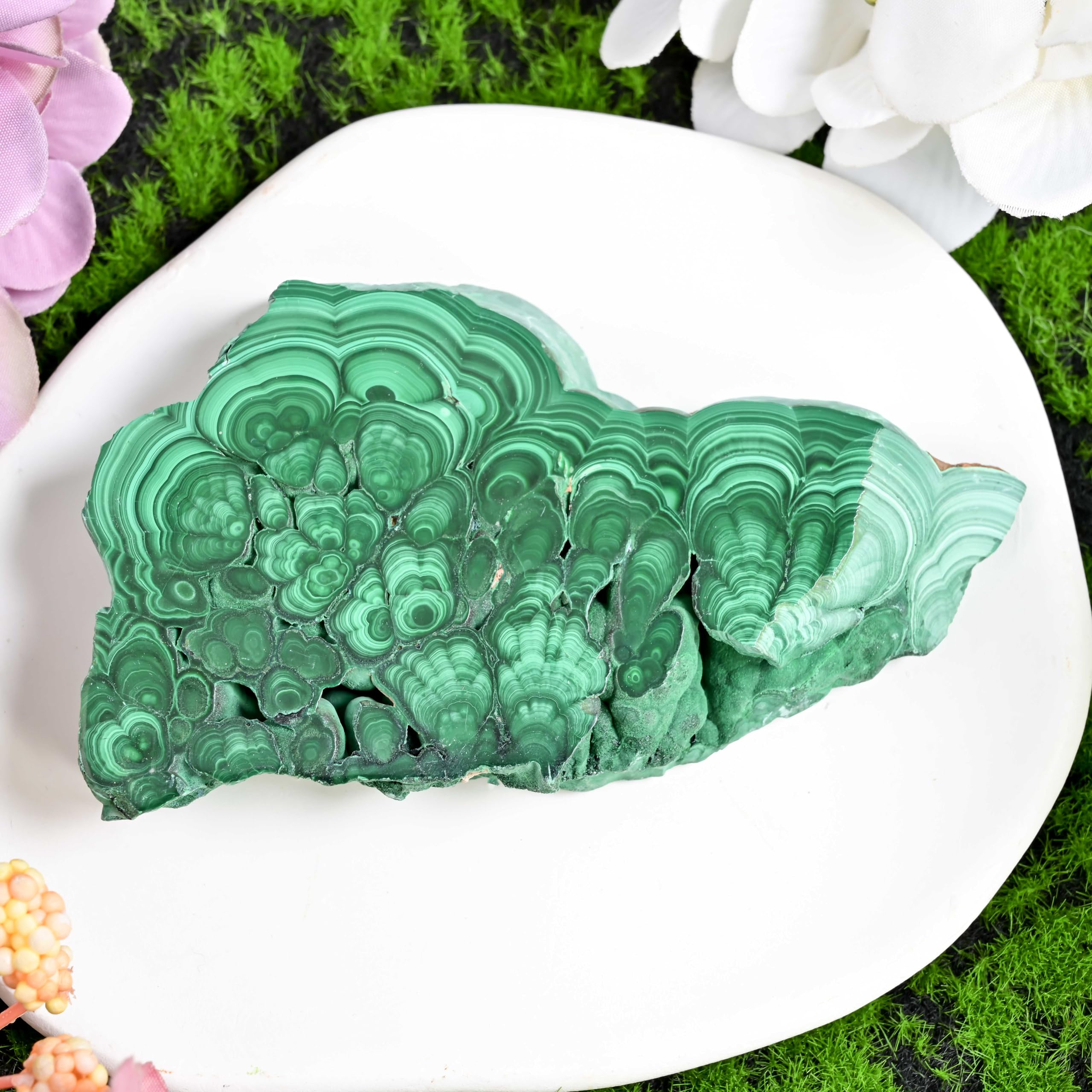 CrystalHola malachite palm stone ready for pocket carry and energy collection