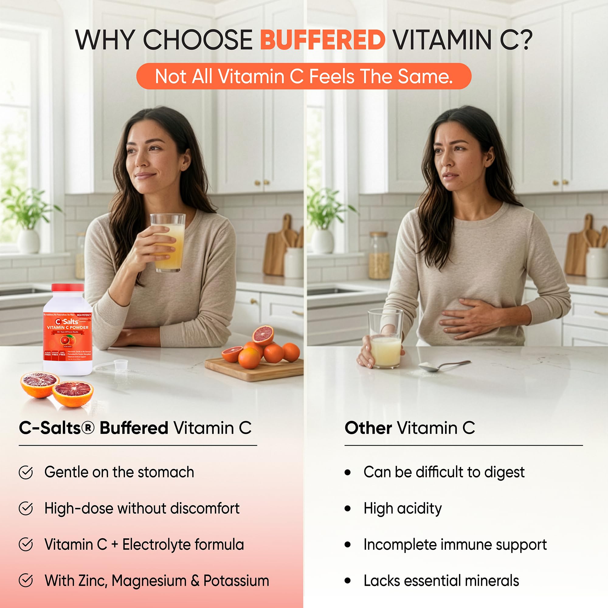 C-Salts scoop dispensing powder for precise, gentle high-dose vitamin C.