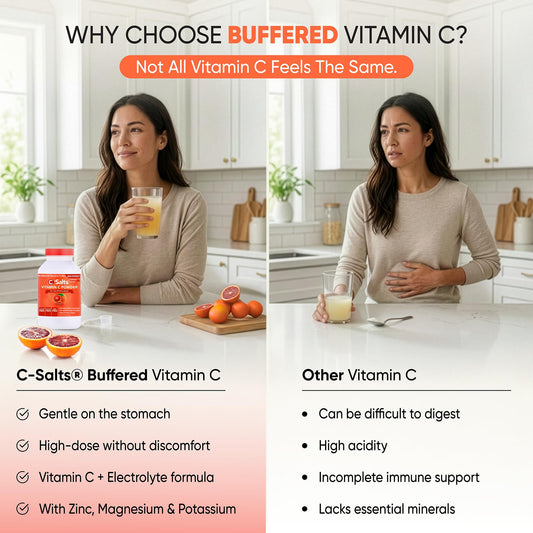 C-Salts scoop dispensing powder for precise, gentle high-dose vitamin C.
