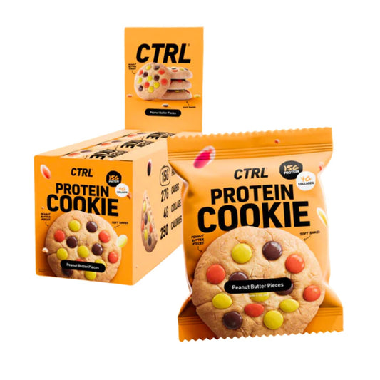 CTRL Peanut Butter Piece Protein Cookie soft baked close-up showing creamy texture and bite-sized pieces.