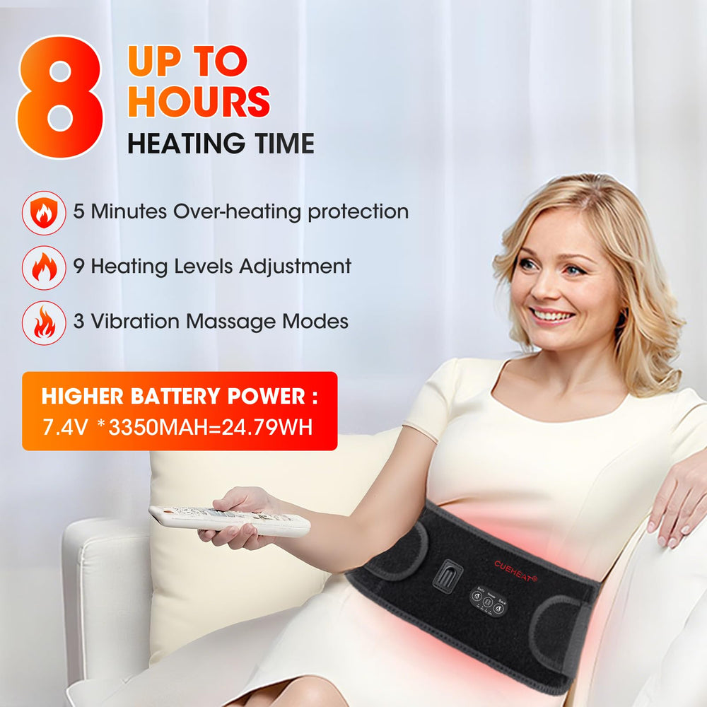 Close-up of CUEHEAT back massage motors for muscle relaxation