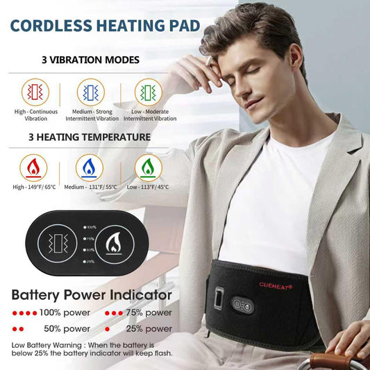 CUEHEAT heated waist belt side wearability for flexible fitting during daily tasks.