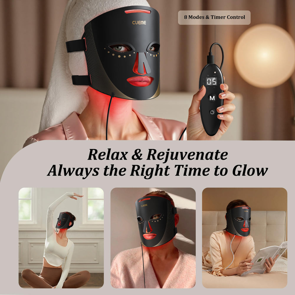 CUEME at-home skincare session shows portable design for convenient routines.