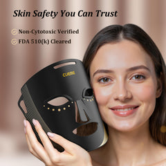 CUEME face mask side view with red light for skin rejuvenation.