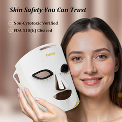 CUEME LED mask secure fit with eye shields ensures comfortable sessions.