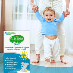 Culturelle Baby Probiotic Drops liquid being administered onto a spoon for convenience.