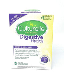 Culturelle Digestive Health probiotic bottle promoting daily balance with Lactobacillus GG.