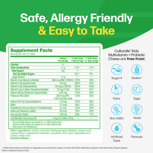 Culturelle Kids Complete chewables fruit punch flavor ready for daily use.