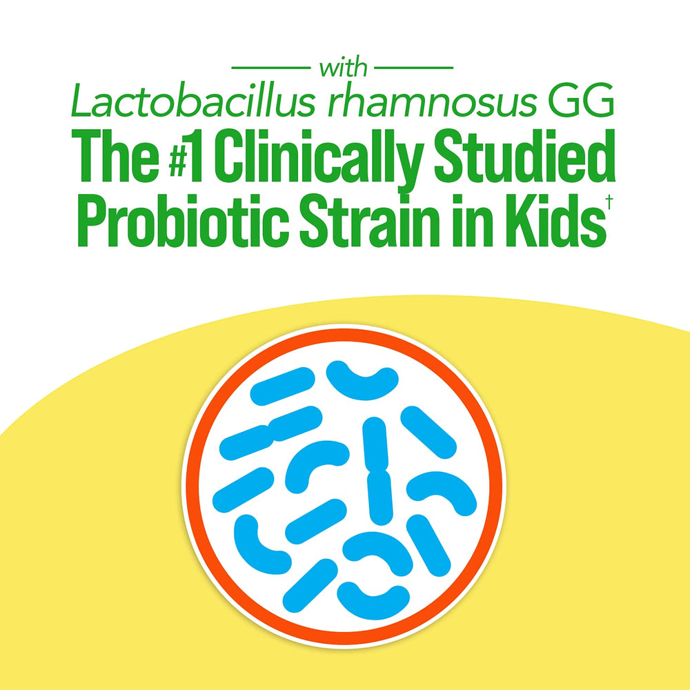 Culturelle kids digestive balance graphic illustrating restoration after antibiotic use.
