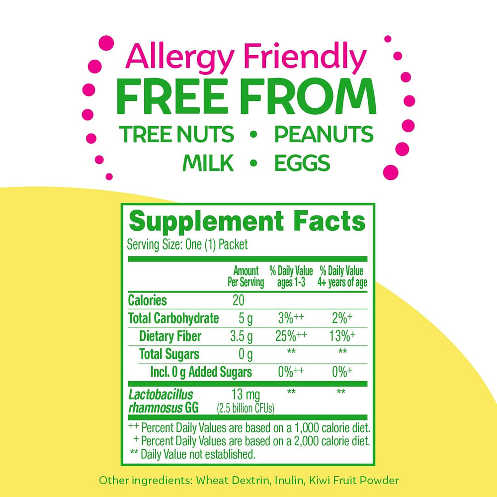 Dissolvable Culturelle Kids packets easily mix into cold foods for quick use.