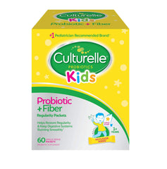 Culturelle Kids Probiotic + Fiber packets promote regularity when stirred into yogurt.