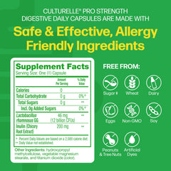 Culturelle Pro Strength capsule closeup highlighting 12 billion CFUs for digestive support.