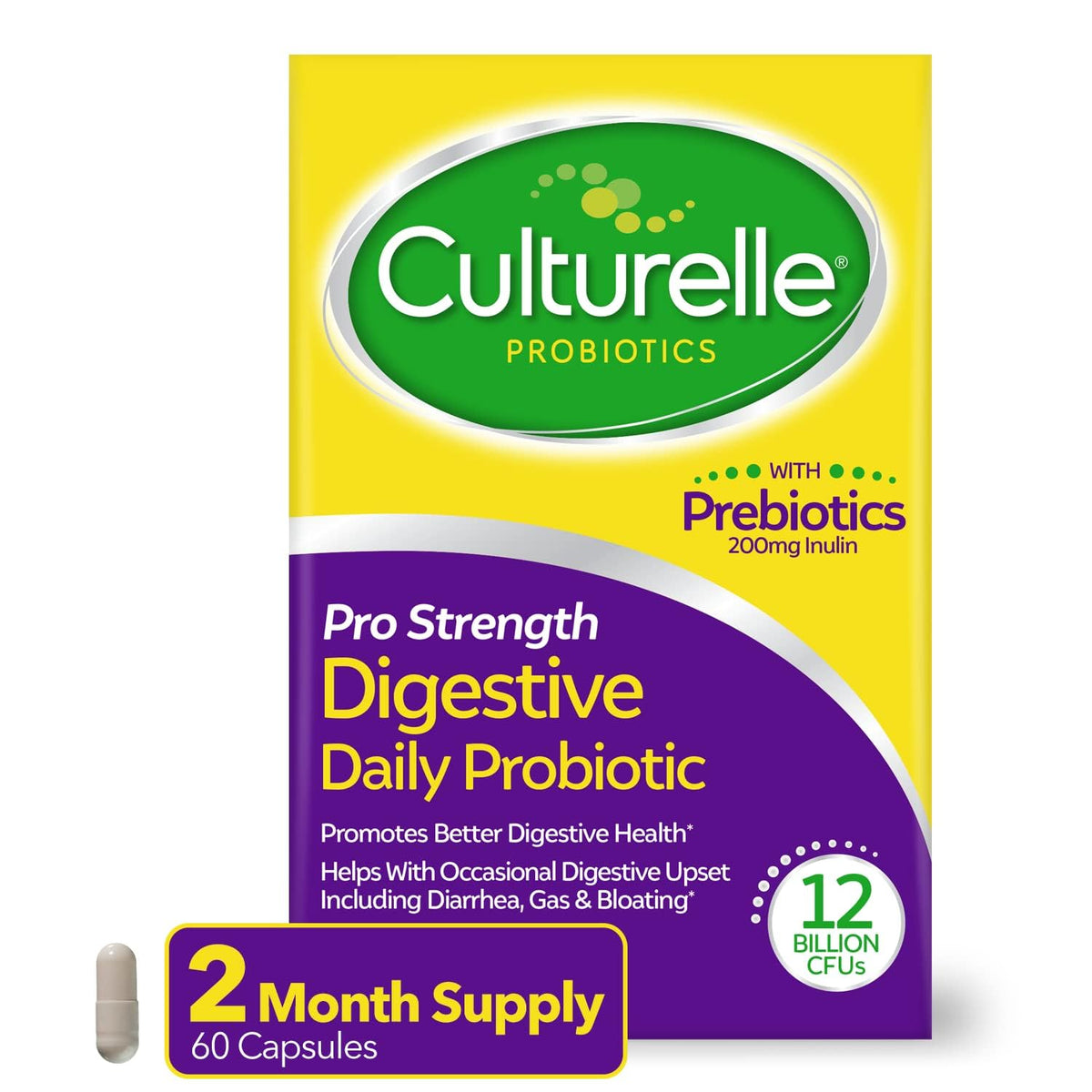 Culturelle Pro Strength digestive bottle with capsules for daily balance and digestive comfort.