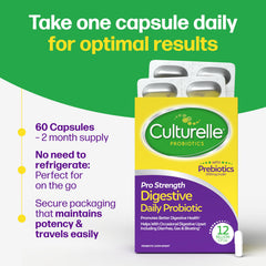 Culturelle Pro Strength soy-free icon denotes allergen-friendly probiotic option.