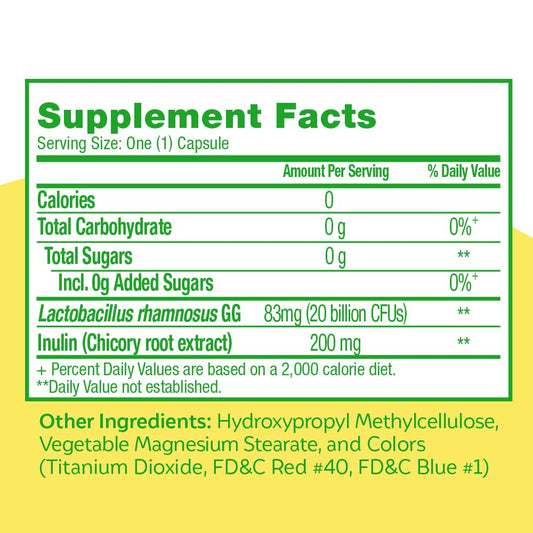 Culturelle Ultimate Strength capsules closeup highlighting LGG probiotic content for gut balance.