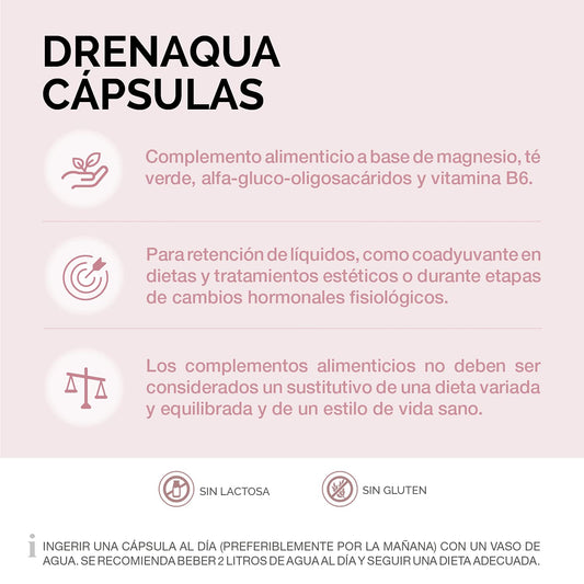 Cumlaude Drenaqua capsules pack front highlights probiotic prebiotic blend.