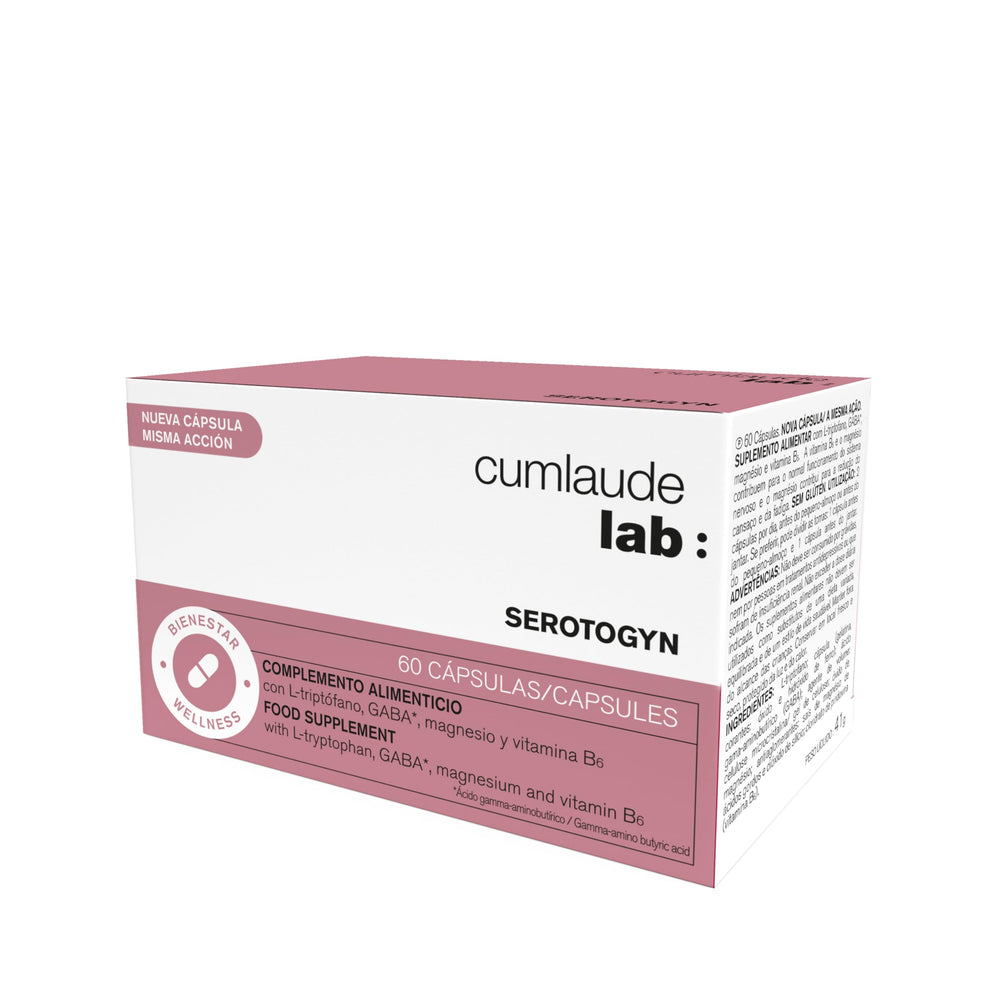Cumlaude Serotogyn bottle with 60 capsules for daily nervous system support.