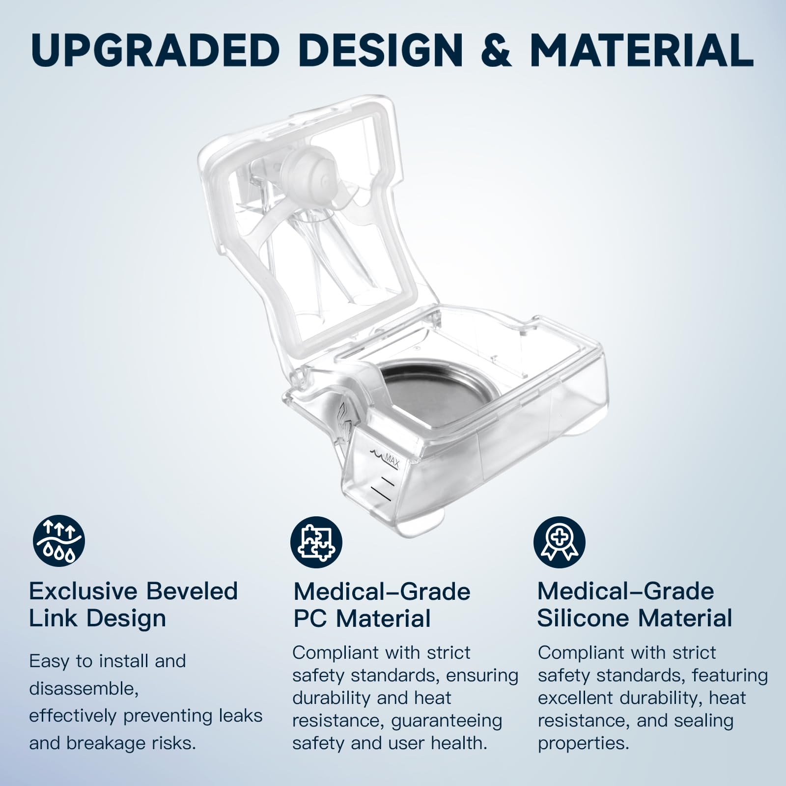 CUORD CPAP replacement pack highlights compatibility and safety features.