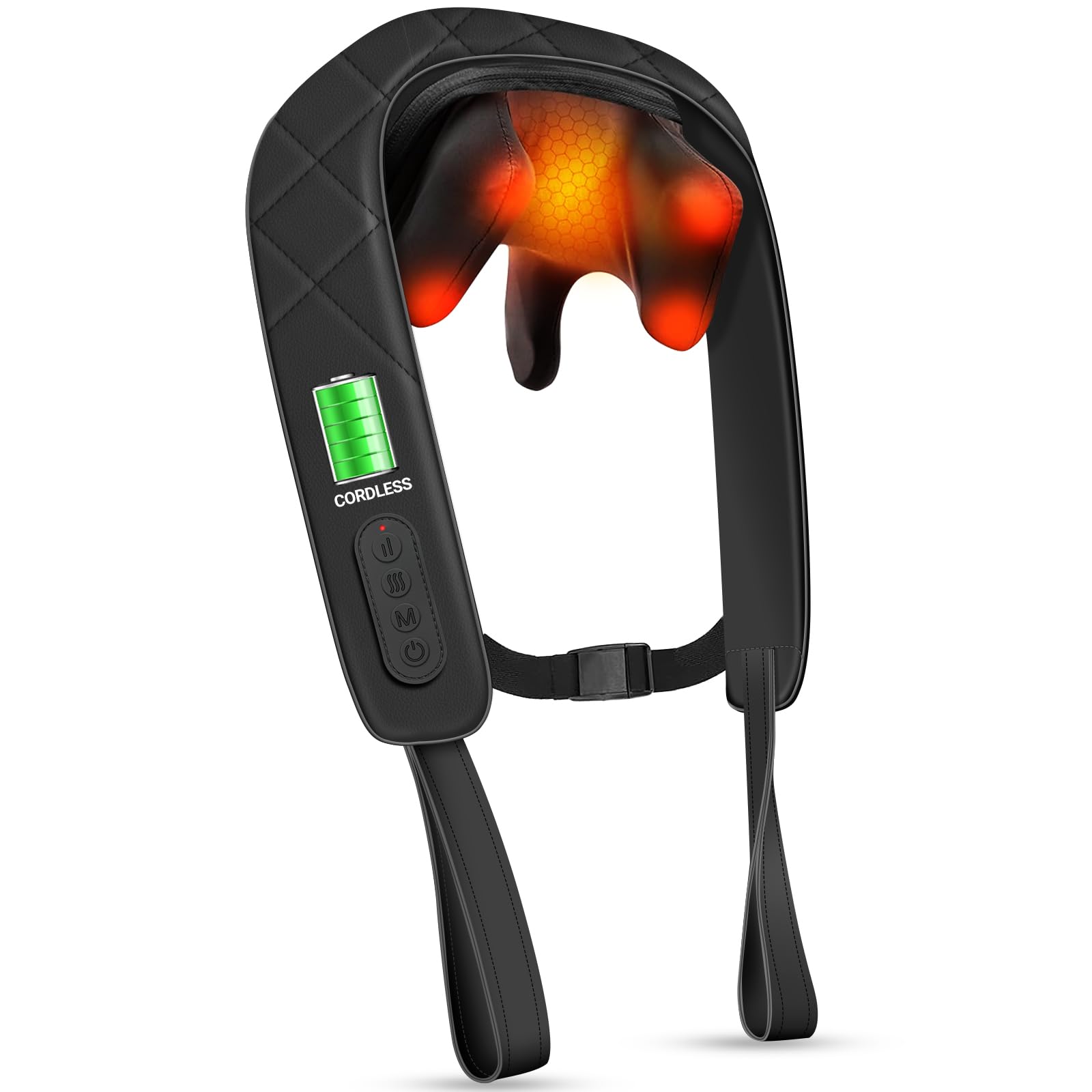 CuPiLo cordless neck massager showing 4D kneading for neck relief