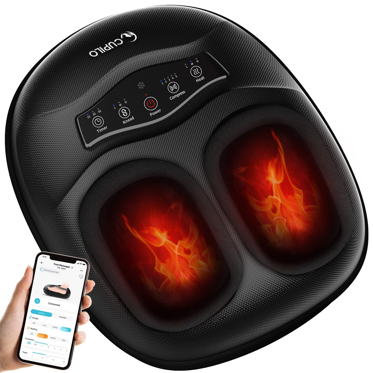 CuPiLo Foot Massager with deep kneading for tired feet and relaxation.