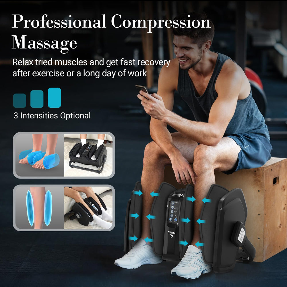 CuPiLo foot massager kneading settings visible for customizable relief.