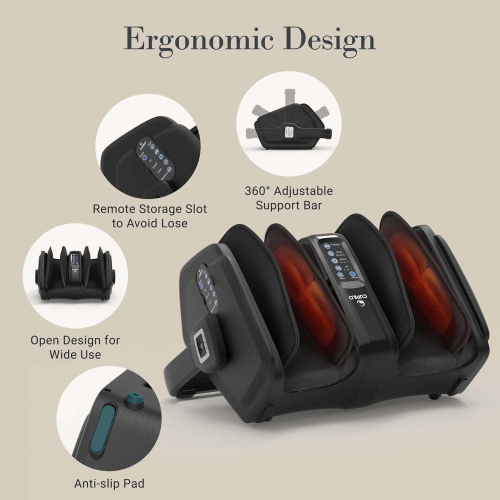CuPiLo foot massager open design for easy access and fit.
