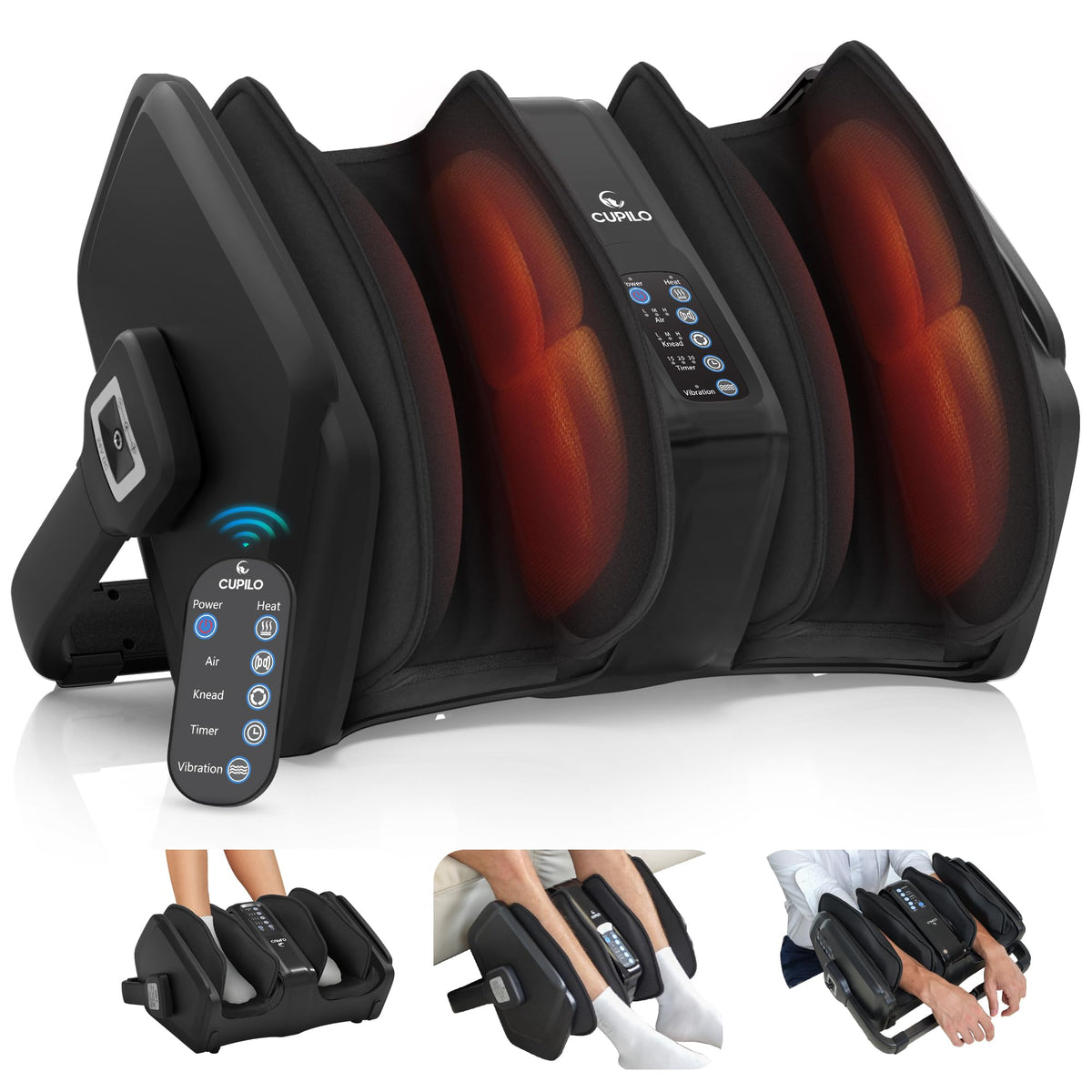 CuPiLo foot massager with remote control offering convenient operation.