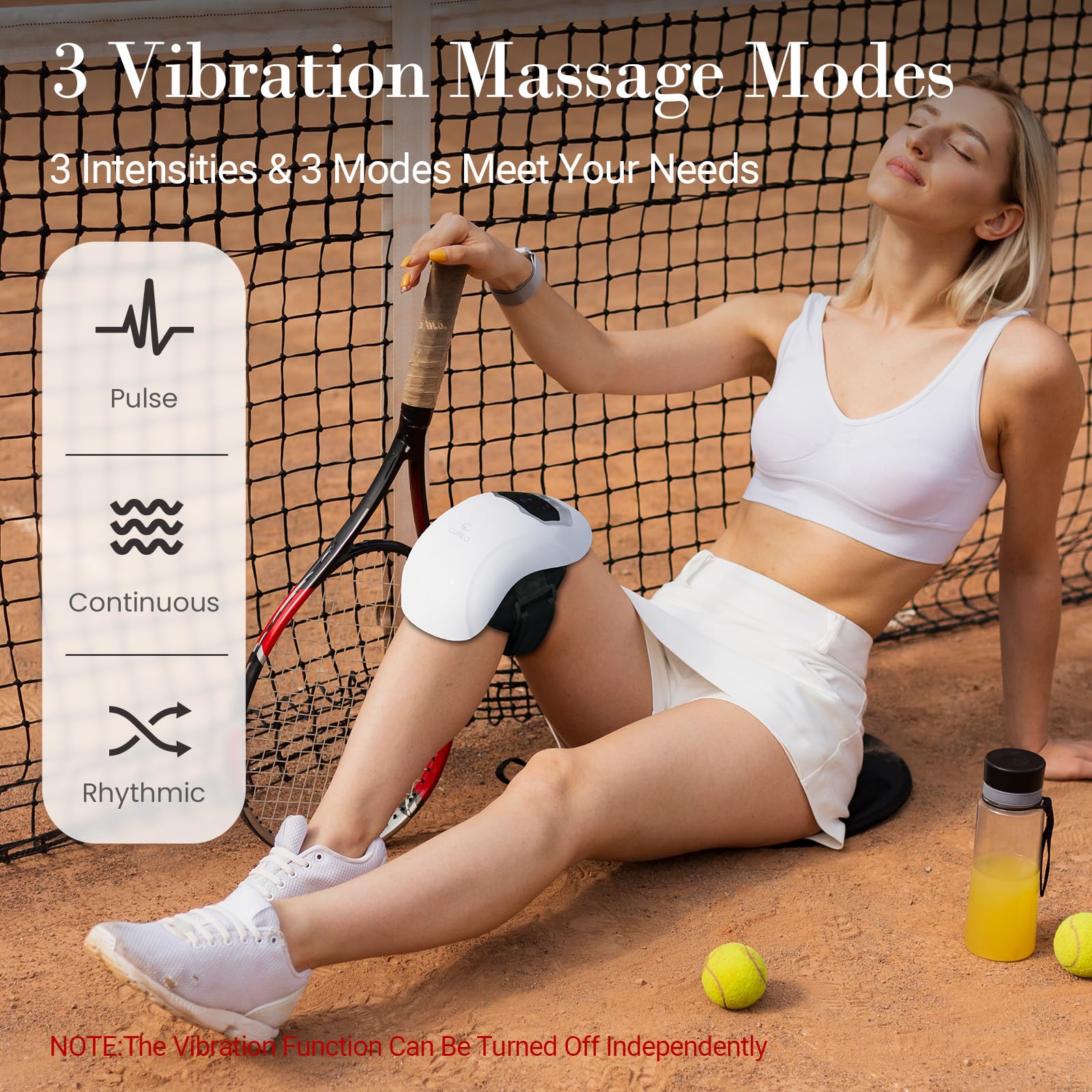 Cordless CuPiLo knee massager provides portable relief at home or on the go