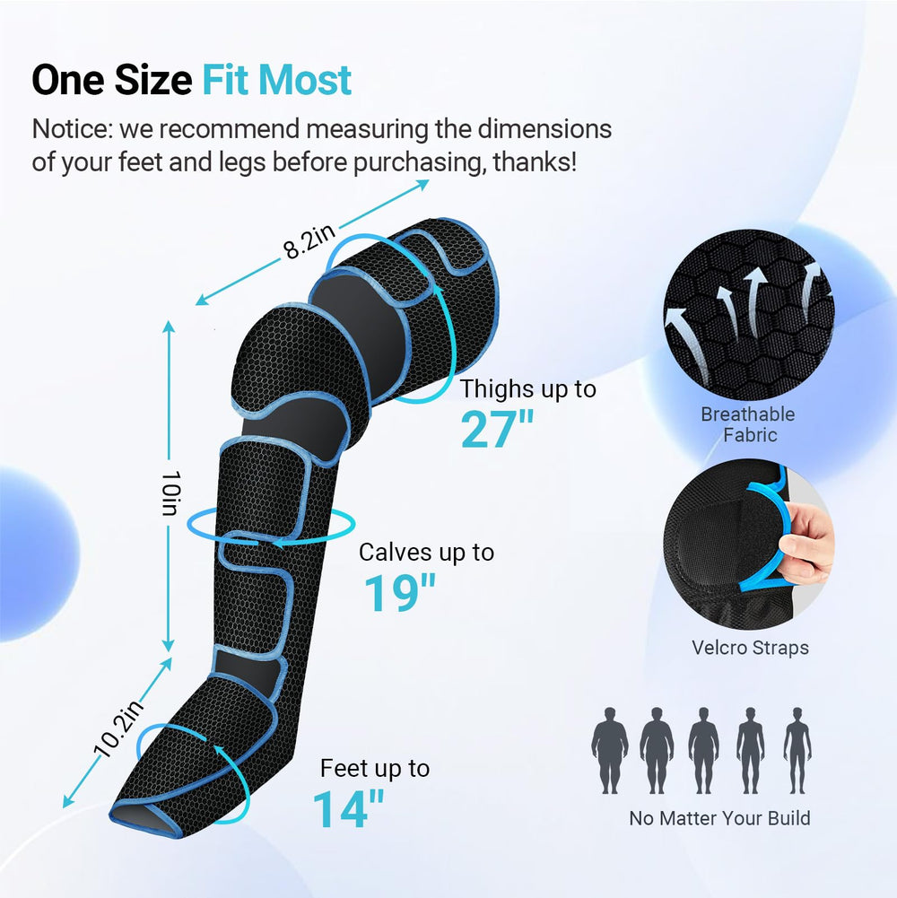 CuPiLo full-leg massager fits calves to thighs for comprehensive relief.